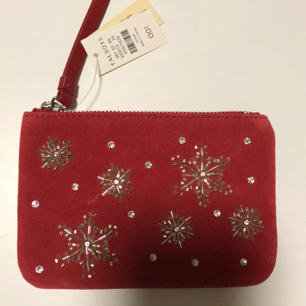 NWT Talbots Red suede small purse 6 1/4” x 4 1/4”